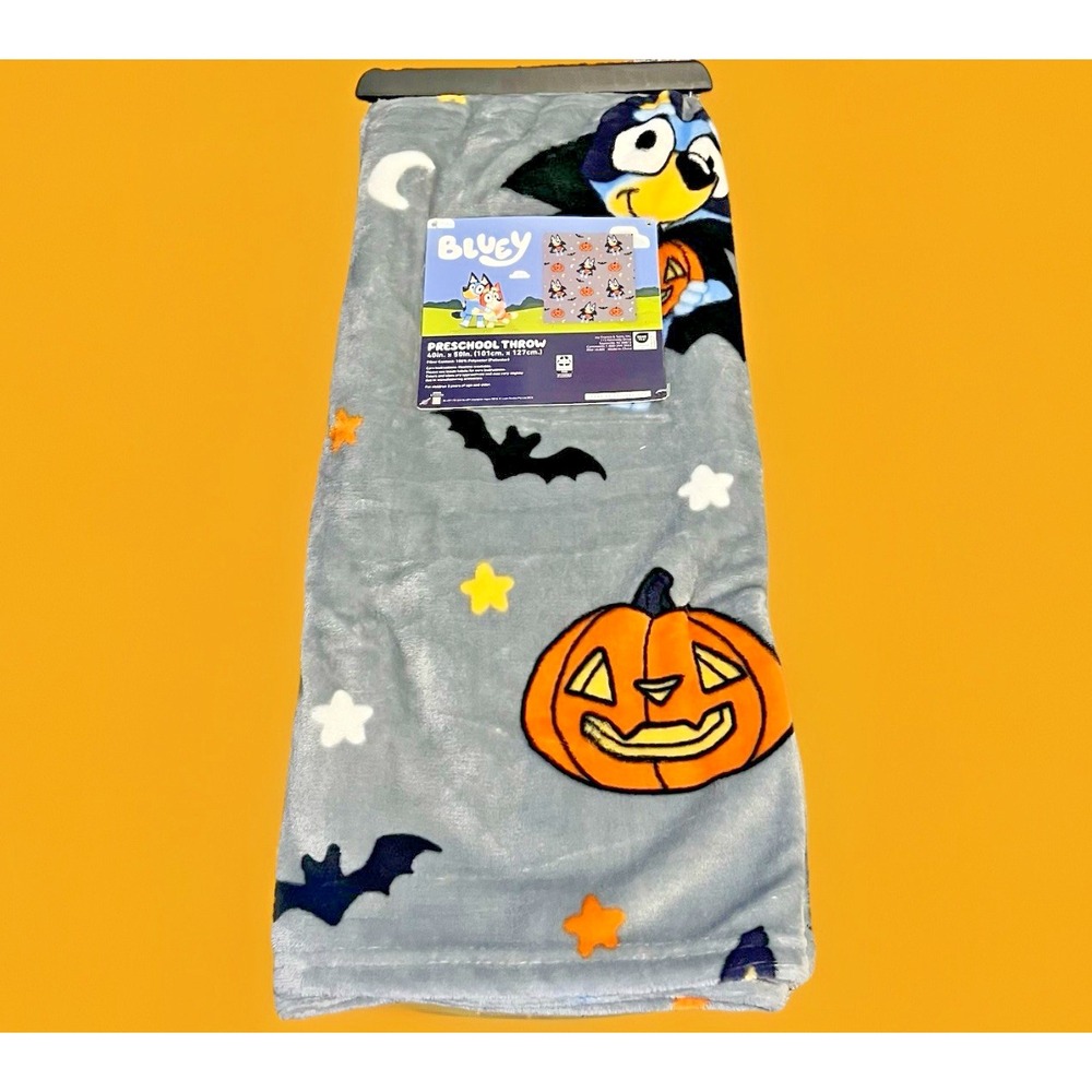 Bluey Vampire Halloween-Themed Throw Blanket 40" x 50" Very Soft, Micro-Fleeced